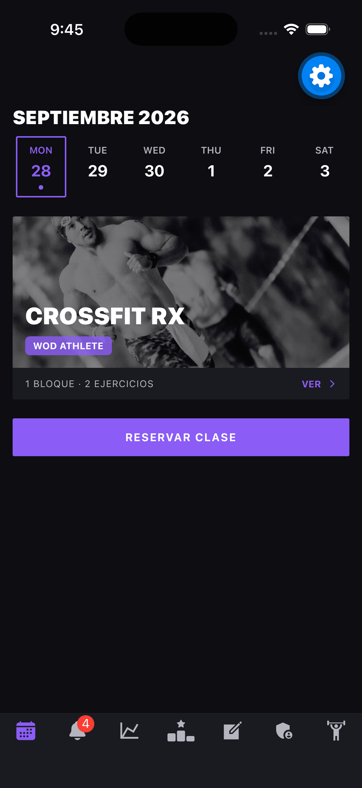 App móvil — Inicio del atleta